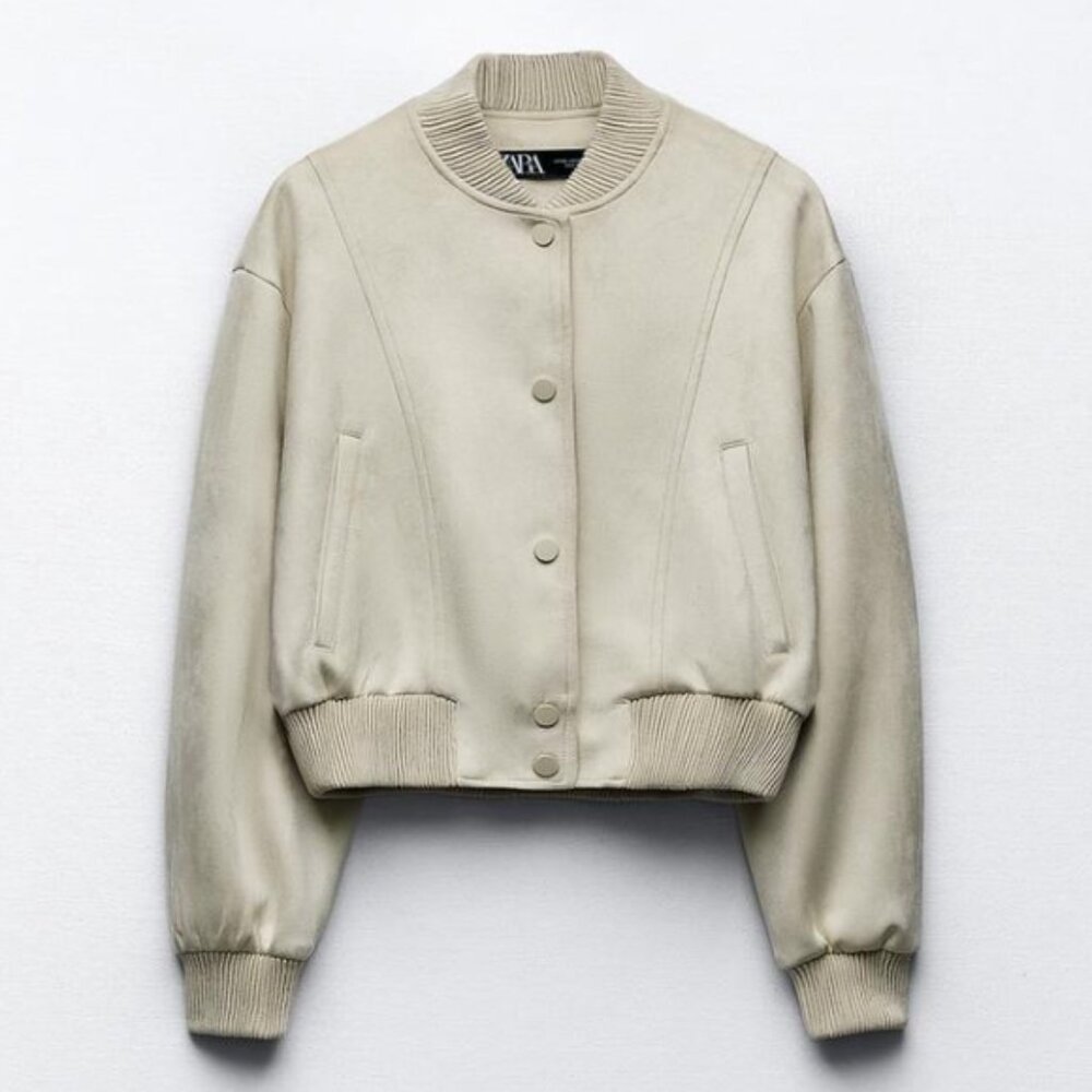 🧥 Zara Faux Suede Bomber Jacket Size L